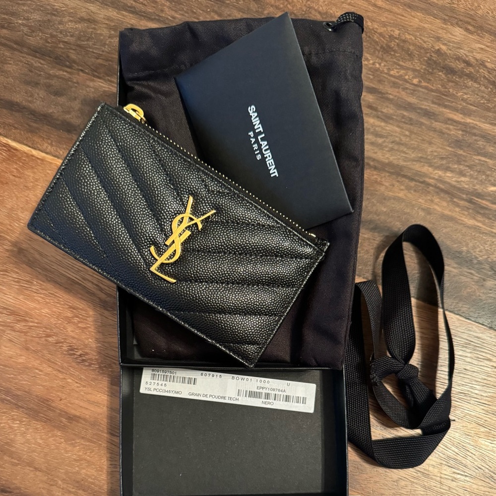 YSL Cassandre Fragments Zipped Card Holder